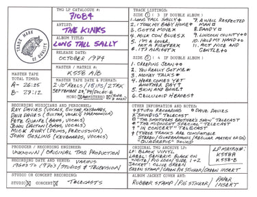 Kinks Discography Grid